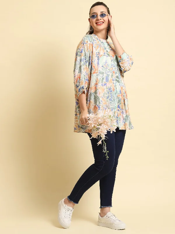 Women Multicolor Abstract Printed Tunic Relaxed Women's 