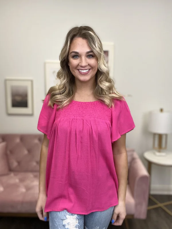 Fiercely Myself Women's Lightweight Smocked Short Sleeve Top Practical Women's Multi - 